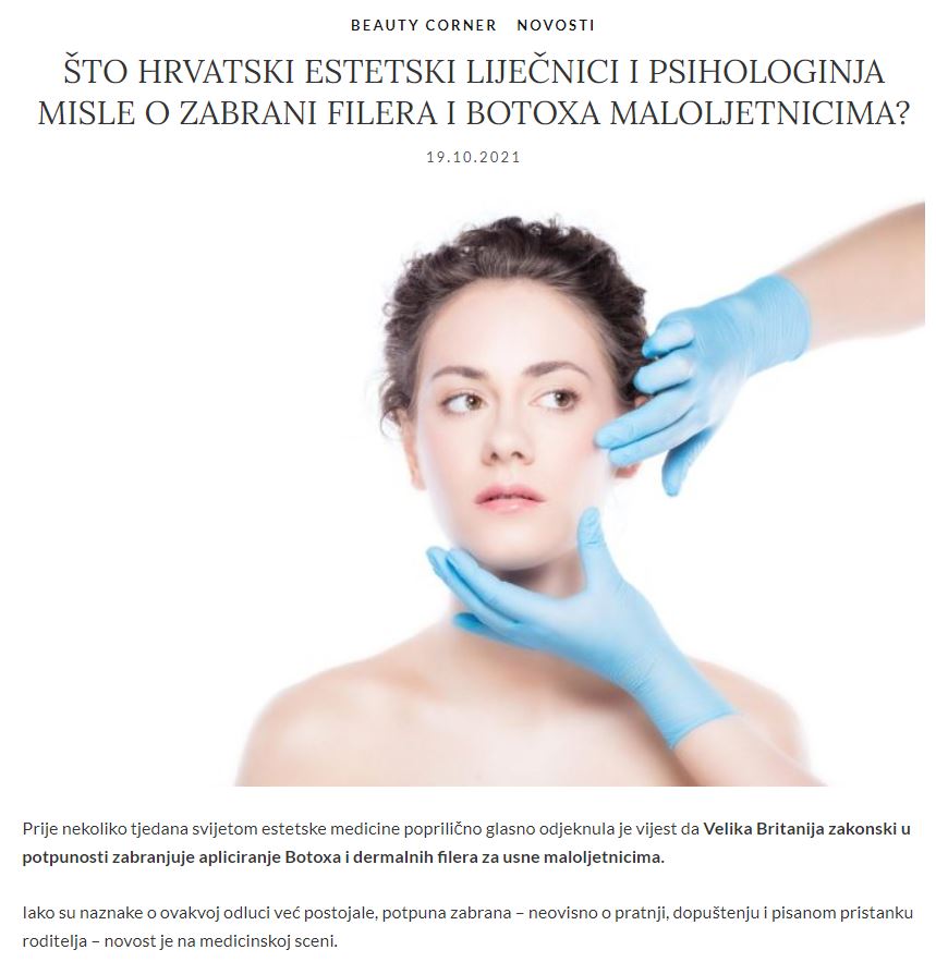 Estetica.hr: Što hrvatski estetski loiječnici i psihologinja misle o zabrani filera maloljetnicima?