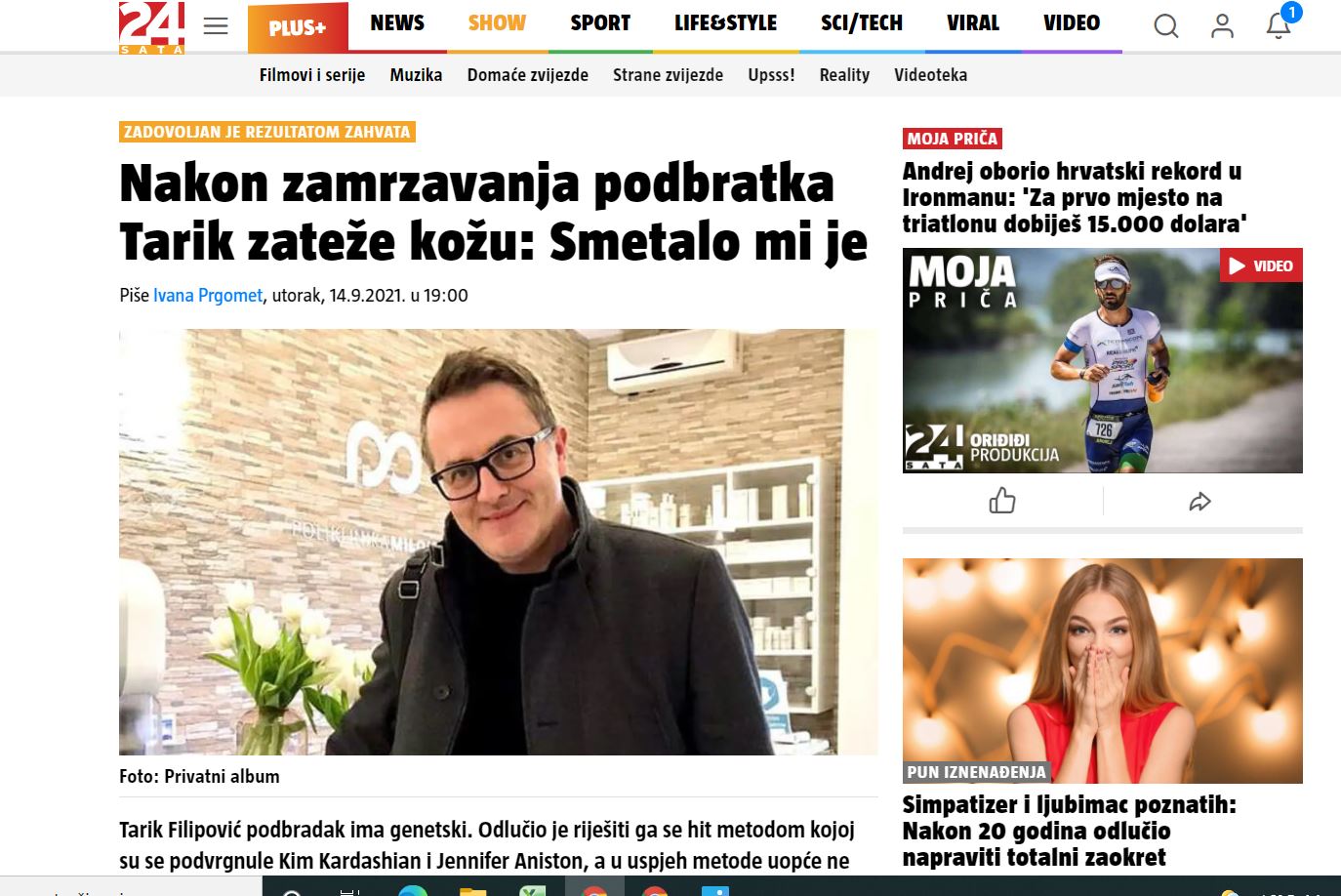 Mediji o tretmanu CoolSculptingom Tarika Filipovića